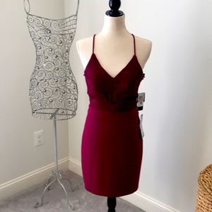 Homecoming dress. Maroon with lace bodice.
